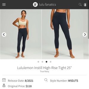NWOT Lululemon InStill High-Rise Tight 28" in True Navy